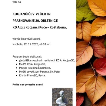 KOCJANČIČEV VEČER IN PRAZNOVANJE 30. OBLETNICE 